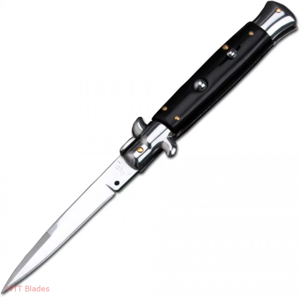 9" Italy Classic Mafia Knife Swing Guard Lockback Auto Knife Folding knives,Dagger, Spear Point Blade，Black Handle