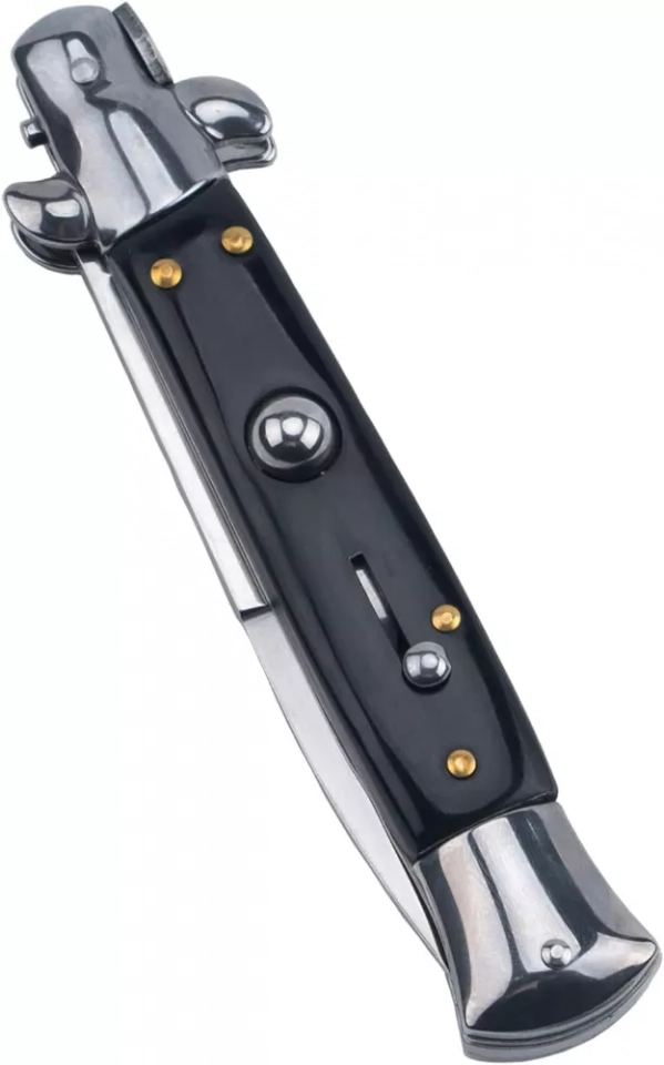 9" Italy Classic Mafia Knife Swing Guard Lockback Auto Knife Folding knives,Dagger, Spear Point Blade，Black Handle (3)