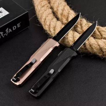 BM 4600DLC Phaeton D/A OTF Automatic Knife Black/Brown (3.45" Black DLC)