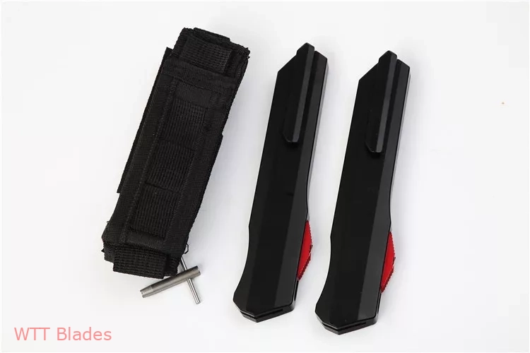 Cypher D/E OTF Automatic Knife Smooth Black w/ Red Hardware (4" Red) (7) Cypher D/E OTF Automatic Knife Smooth Black w/ Red Hardware (4" Red) (7)