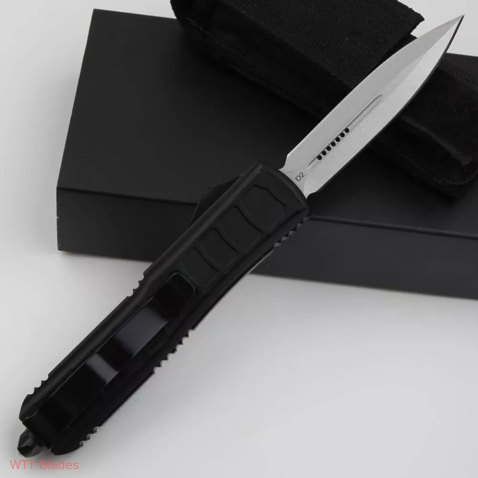 Double Action OTF Knife Pocket Camping Knife EDC Tools,D2 Blade,CNC Aluminium Alloy Handle Lightweight (2) Double Action OTF Knife Pocket Camping Knife EDC Tools,D2 Blade,CNC Aluminium Alloy Handle Lightweight (2)