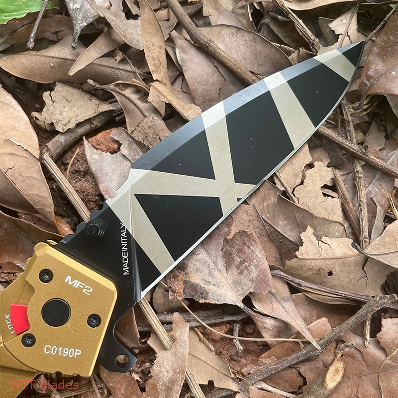 EX RATIO MF2 T6 aluminum alloy handle N690 tiger pattern and black blade available in two colors (3) EX RATIO MF2 T6 aluminum alloy handle N690 tiger pattern and black blade available in two colors (3)