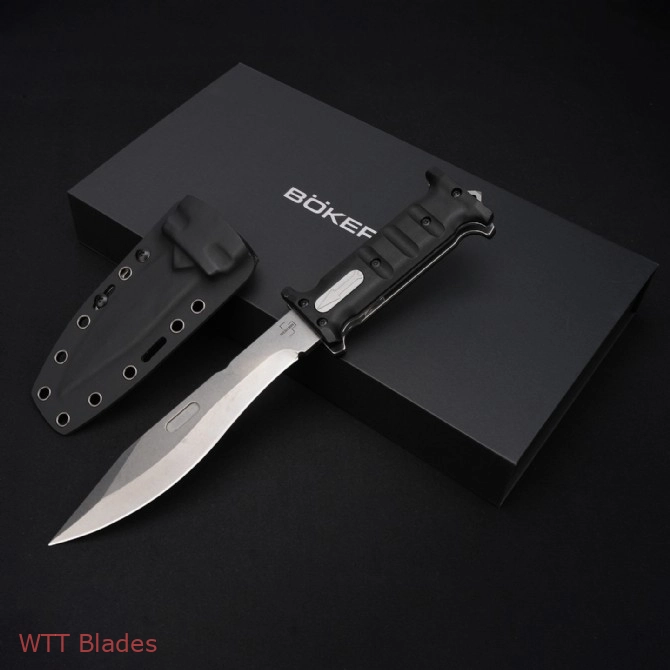 Extension Manual Sliding Knife, D2 Steel Drop Point Blade, G10 Handle with Kydex Sheath