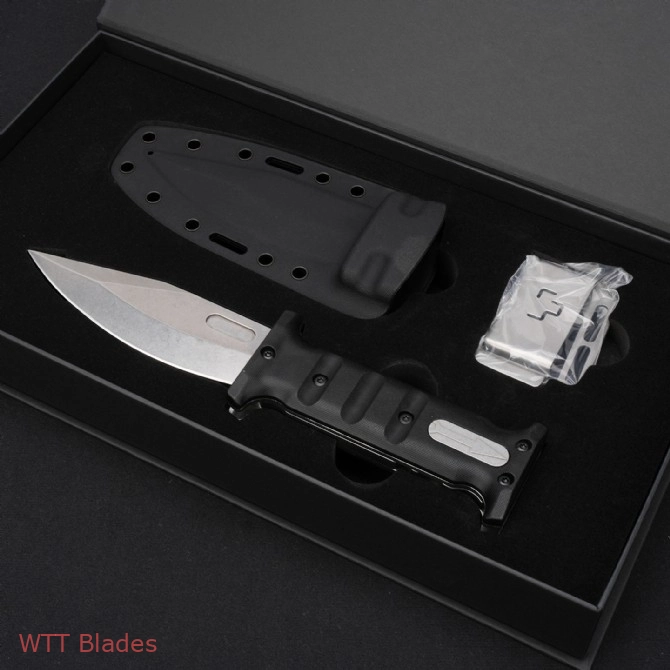 Extension Manual Sliding Knife, D2 Steel Drop Point Blade, G10 Handle with Kydex Sheath (5)