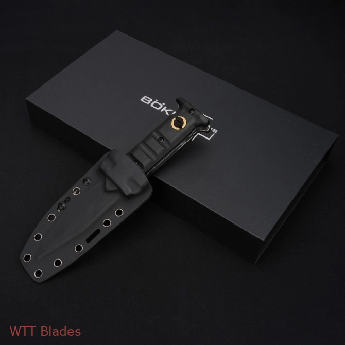 Extension Manual Sliding Knife, D2 Steel Drop Point Blade, G10 Handle with Kydex Sheath (6)