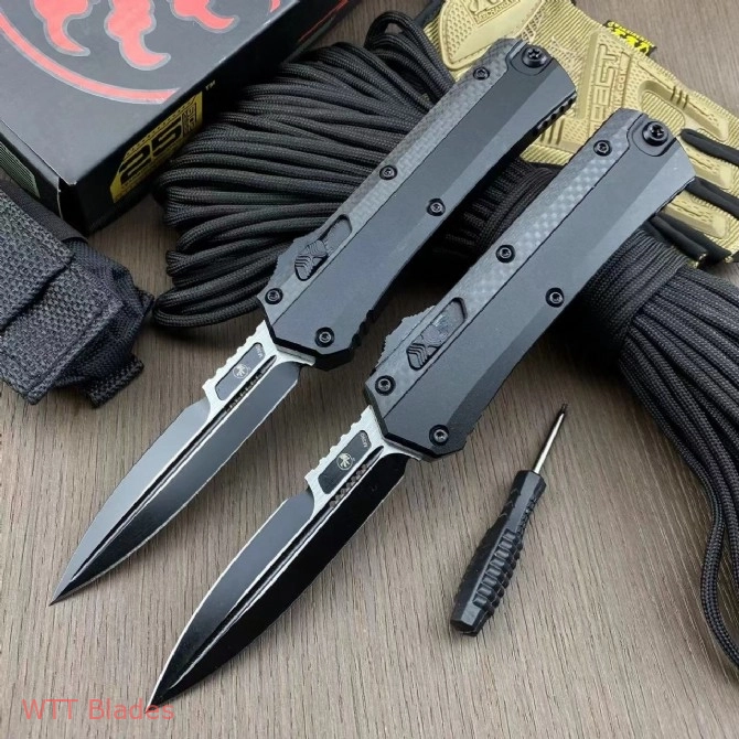 Glykon D/E OTF Automatic Knife Black Aluminum + Carbon Fibre (3.75" DLC) (2) Glykon D/E OTF Automatic Knife Black Aluminum + Carbon Fibre (3.75" DLC) (2)