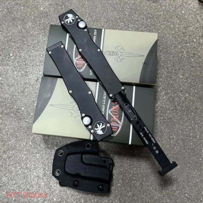 HALO V 150-10 Tanto OTF Automatic Knife Black (4.17" Two-Tone) (2) HALO V 150-10 Tanto OTF Automatic Knife Black (4.17" Two-Tone) (2)