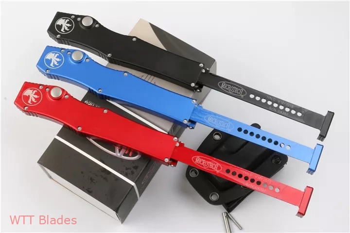 Halo V S/E OTF Automatic Knife Black,Red,Blue (4.6" Satin) (4) Halo V S/E OTF Automatic Knife Black,Red,Blue (4.6" Satin) (4)