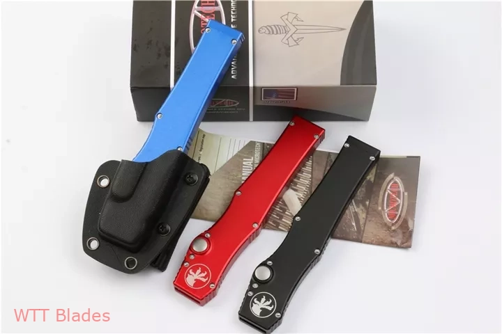 Halo V S/E OTF Automatic Knife Black,Red,Blue (4.6" Satin) (5) Halo V S/E OTF Automatic Knife Black,Red,Blue (4.6" Satin) (5)