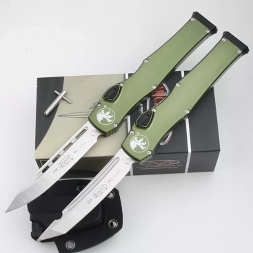Halo VI Tanto / Clip Point OTF Automatic Knife OD Green (4.4" Satin)