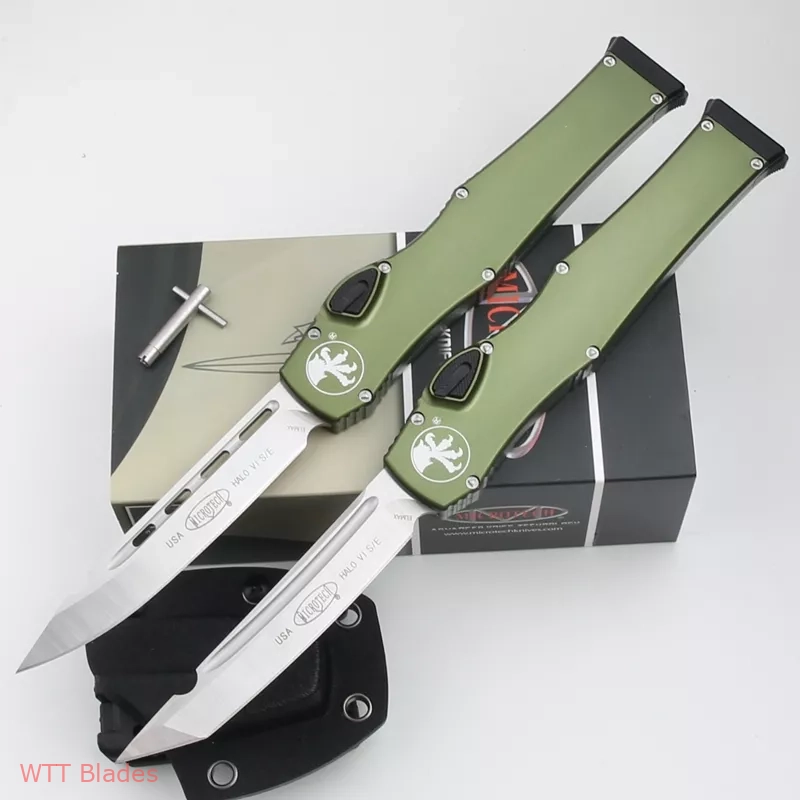 Halo VI Tanto / Clip Point OTF Automatic Knife OD Green (4.4" Satin) Halo VI Tanto / Clip Point OTF Automatic Knife OD Green (4.4" Satin)