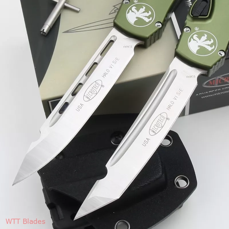Halo VI Tanto / Clip Point OTF Automatic Knife OD Green (4.4" Satin) (2) Halo VI Tanto / Clip Point OTF Automatic Knife OD Green (4.4" Satin) (2)