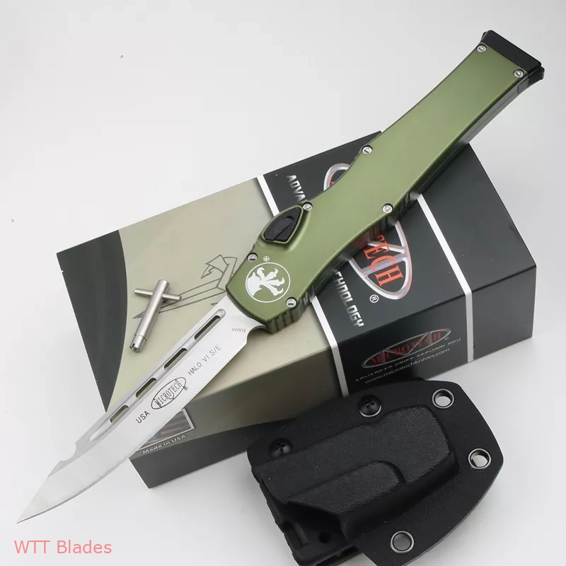 Halo VI Tanto / Clip Point OTF Automatic Knife OD Green (4.4" Satin) (5) Halo VI Tanto / Clip Point OTF Automatic Knife OD Green (4.4" Satin) (5)