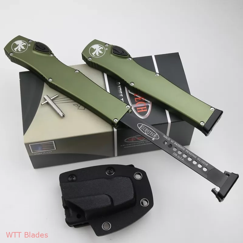 Halo VI Tanto / Clip Point OTF Automatic Knife OD Green (4.4" Satin) (8) Halo VI Tanto / Clip Point OTF Automatic Knife OD Green (4.4" Satin) (8)