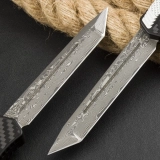 Heretic Cleric II Tanto OTF Automatic Knife Carbon Fiber (4.1" Damascus) (4) Heretic Cleric II Tanto OTF Automatic Knife Carbon Fiber (4.1" Damascus) (4)