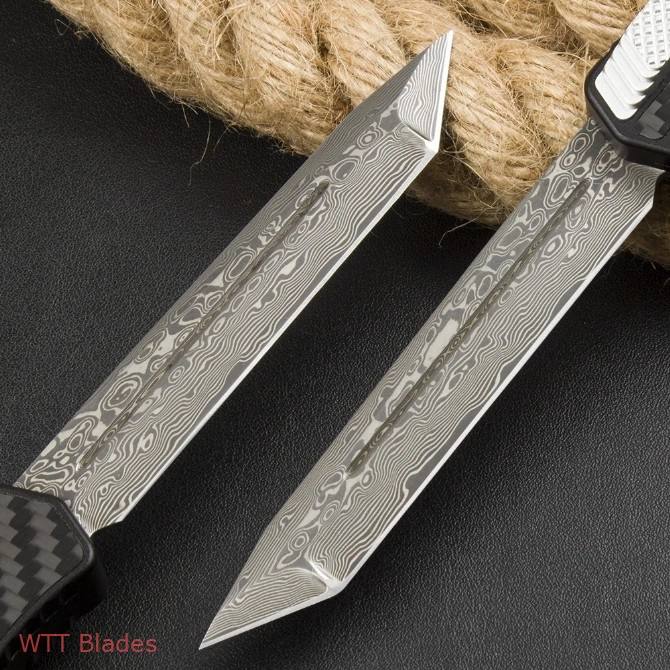 Heretic Cleric II Tanto OTF Automatic Knife Carbon Fiber (4.1" Damascus) (4) Heretic Cleric II Tanto OTF Automatic Knife Carbon Fiber (4.1" Damascus) (4)