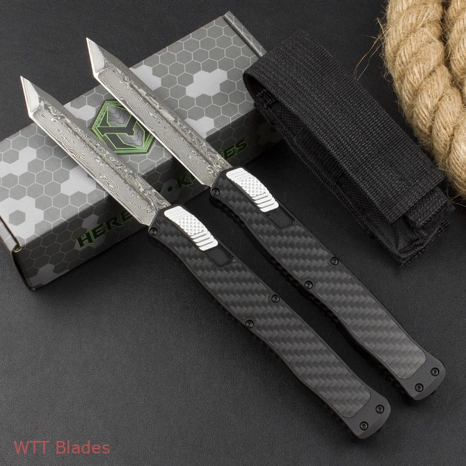 Heretic Cleric II Tanto OTF Automatic Knife Carbon Fiber (4.1" Damascus) (6) Heretic Cleric II Tanto OTF Automatic Knife Carbon Fiber (4.1" Damascus) (6)