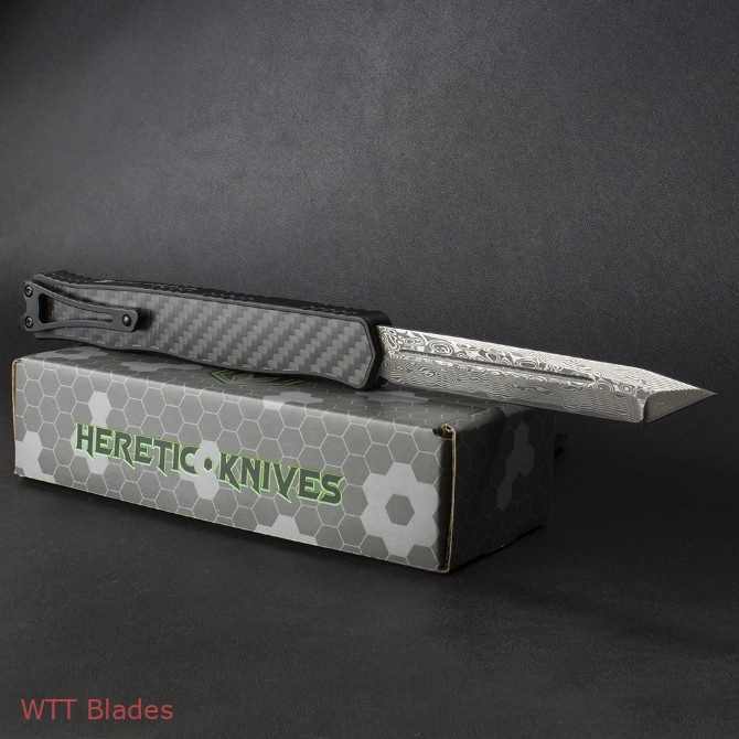 Heretic Cleric II Tanto OTF Automatic Knife Carbon Fiber (4.1" Damascus) (7) Heretic Cleric II Tanto OTF Automatic Knife Carbon Fiber (4.1" Damascus) (7)