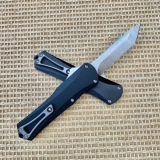 Heretic Knives Manticore S Tanto / Dagger / Drop point / Beard Comb OTF Automatic Knife Black (2.5"Satin) (2) Heretic Knives Manticore S Tanto / Dagger / Drop point / Beard Comb OTF Automatic Knife Black (2.5"Satin) (2)