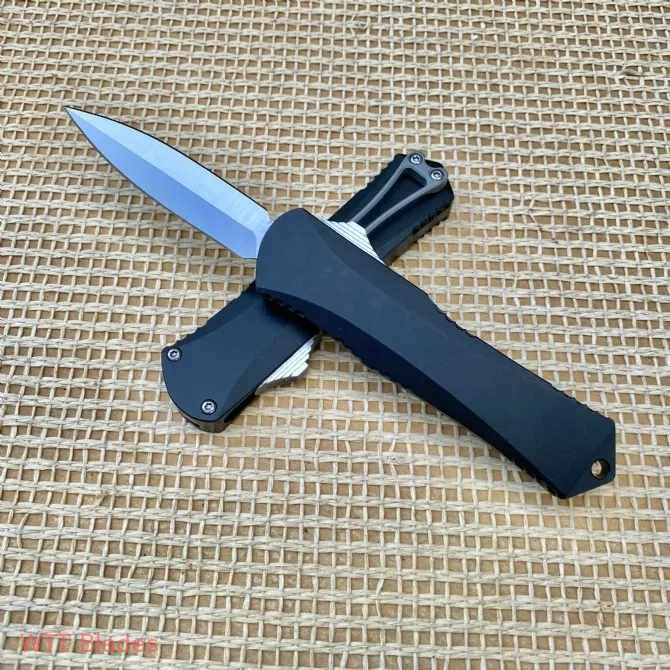 Heretic Knives Manticore S Tanto / Dagger / Drop point / Beard Comb OTF Automatic Knife Black (2.5"Satin) (4) Heretic Knives Manticore S Tanto / Dagger / Drop point / Beard Comb OTF Automatic Knife Black (2.5"Satin) (4)