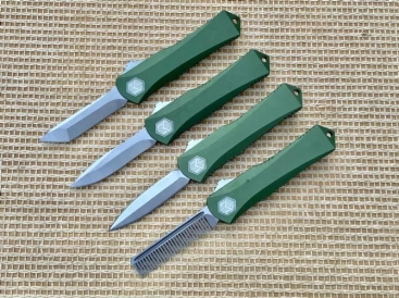 Heretic Knives Manticore S Tanto / Dagger / Drop point / Beard Comb OTF Automatic Knife Green (2.5"Satin) Heretic Knives Manticore S Tanto / Dagger / Drop point / Beard Comb OTF Automatic Knife Green (2.5"Satin)