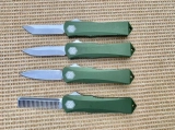 Heretic Knives Manticore S Tanto / Dagger / Drop point / Beard Comb OTF Automatic Knife Green (2.5"Satin) (2) Heretic Knives Manticore S Tanto / Dagger / Drop point / Beard Comb OTF Automatic Knife Green (2.5"Satin) (2)