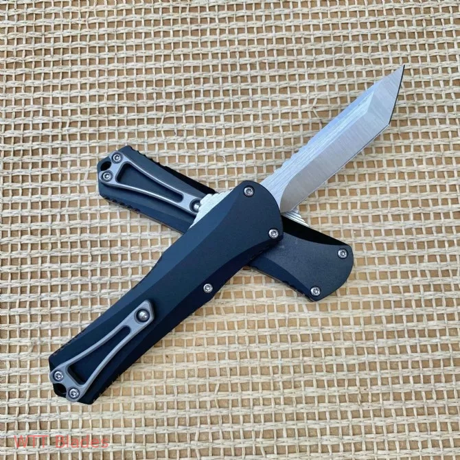 Heretic Knives Manticore S Tanto / Dagger / Drop point / Beard Comb OTF Automatic Knife Green (2.5"Satin) (4)