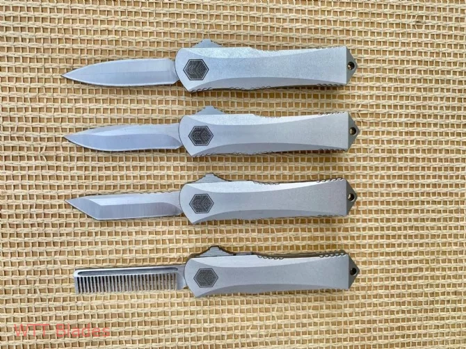 Heretic Knives Manticore S Tanto / Dagger / Drop point / Beard Comb OTF Automatic Knife Silver (2.5"Satin) Heretic Knives Manticore S Tanto / Dagger / Drop point / Beard Comb OTF Automatic Knife Silver (2.5"Satin)