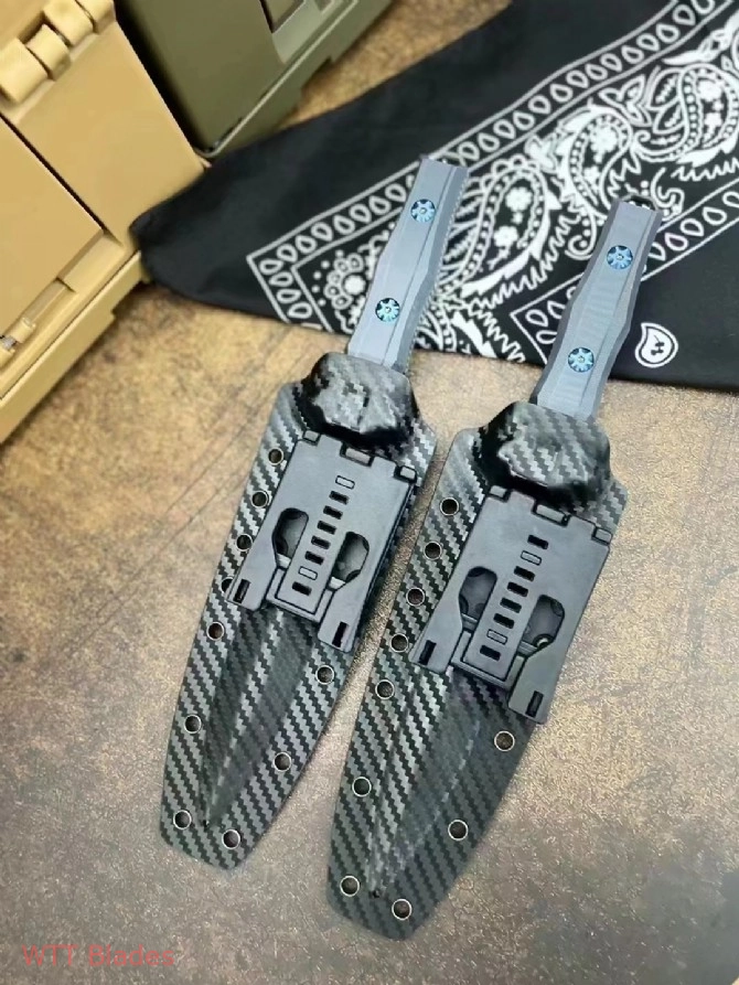 Heretic Knives Nephilim Fixed Blade Knife CF/Blue (6.5" Black) (7) Heretic Knives Nephilim Fixed Blade Knife CF/Blue (6.5" Black) (7)