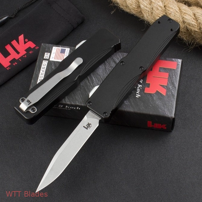 HK & Benchmad 14800 OTF Automatic Knife Black Aluminum (3.375" Black) (3)