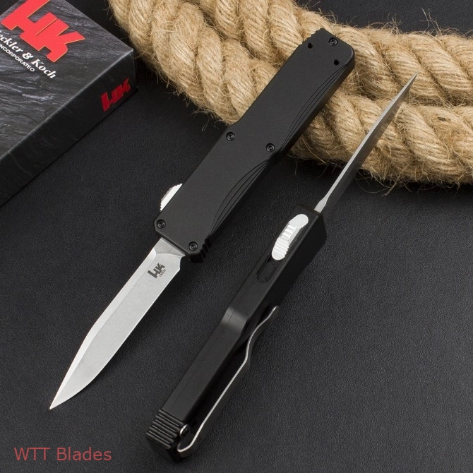 HK & Benchmad 14800 OTF Automatic Knife Black Aluminum (3.375" Black) (4)