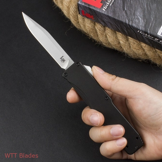 HK & Benchmad 14800 OTF Automatic Knife Black Aluminum (3.375" Black) (6)