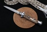 Italian Style Stiletto Swinguard Automatic Knife Stag Horn w/Clip (Damascus) (3)
