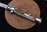 Italian Style Stiletto Swinguard Automatic Knife Stag Horn w/Clip (Damascus) (7) Italian Style Stiletto Swinguard Automatic Knife Stag Horn w/Clip (Damascus) (7)