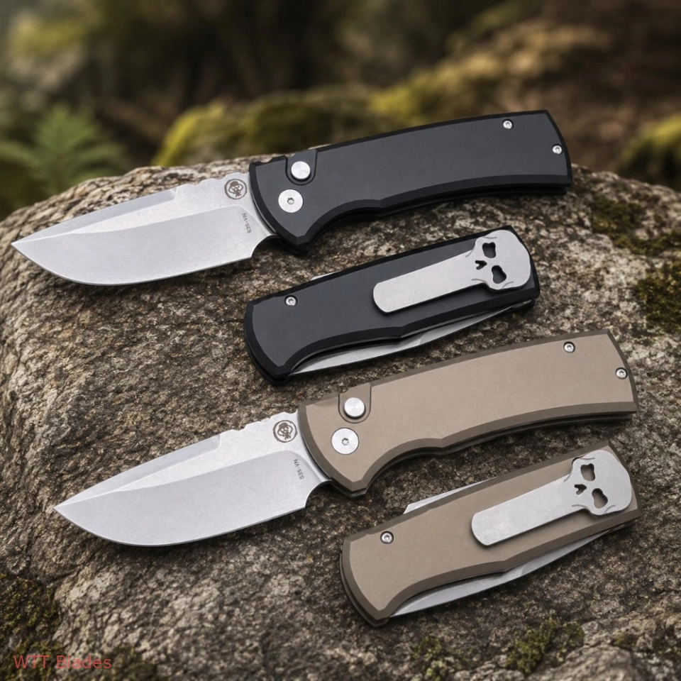Limited Edition 229 Compact EDC Knife - 3.38 in S35VN Satin Drop Point Blade, Aluminum Handle, Button Lock, Pocket Clip, Gift Box - Men's Outdoor Camping Hiking Gear EDC Tool (5)