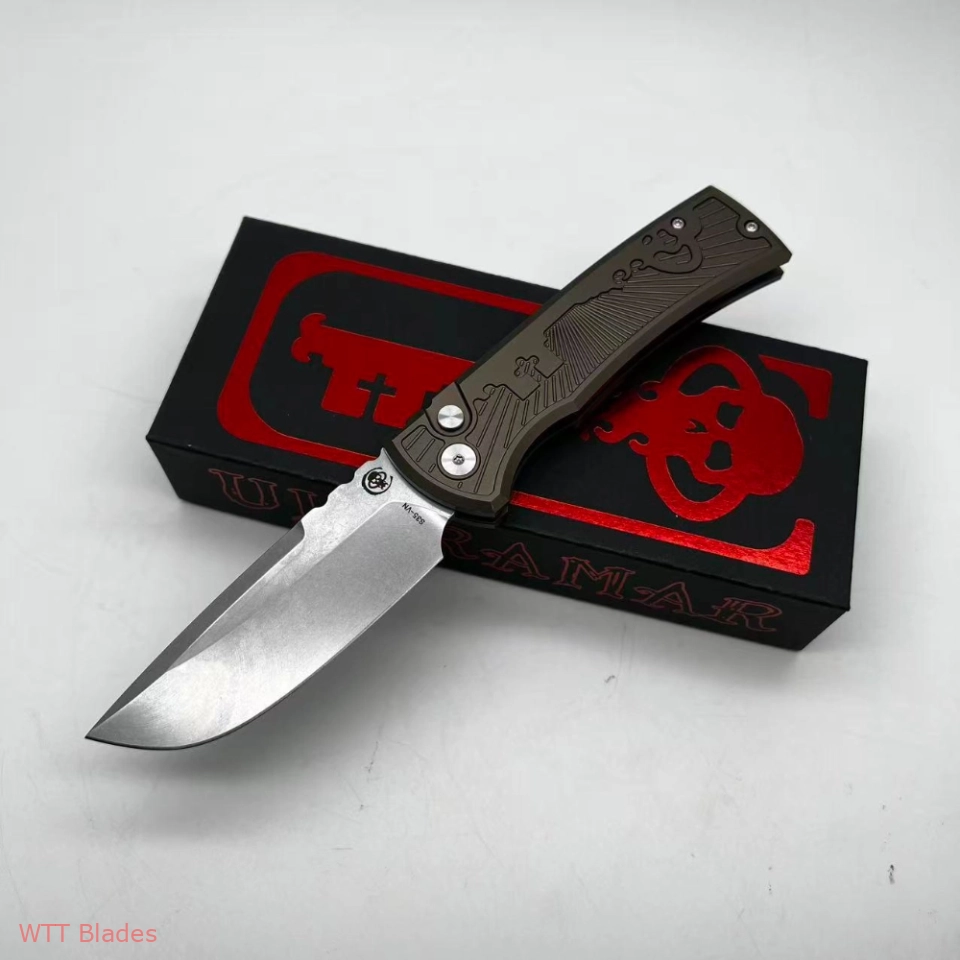 Limited Edition 229 Compact EDC Knife - 3.38 in S35VN Satin Drop Point Blade, Aluminum Handle, Button Lock, Pocket Clip, Gift Box - Men's Outdoor Camping Hiking Gear EDC Tool (8)
