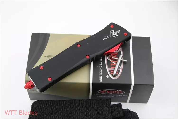 Marfione Custom Combat Troodon Warhound OTF Black Aluminum/Red (3.75"Satin) (8) Marfione Custom Combat Troodon Warhound OTF Black Aluminum/Red (3.75"Satin) (8)