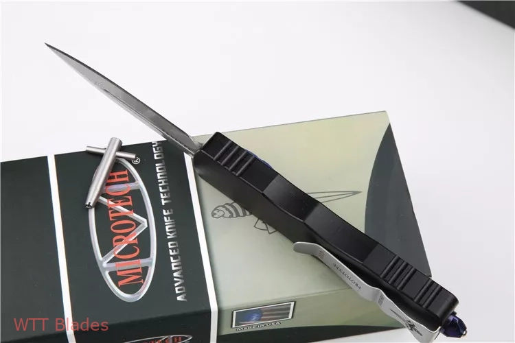 Marfione Custom Dirac Dagger D/E OTF Knife Black/Blue (2.9" Damascus) (6) Marfione Custom Dirac Dagger D/E OTF Knife Black/Blue (2.9" Damascus) (6)