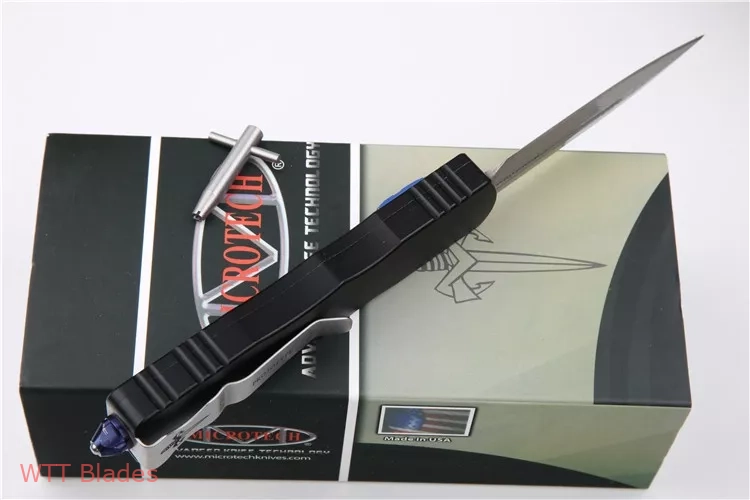 Marfione Custom Dirac Dagger D/E OTF Knife Black/Blue (2.9" Damascus) (7) Marfione Custom Dirac Dagger D/E OTF Knife Black/Blue (2.9" Damascus) (7)