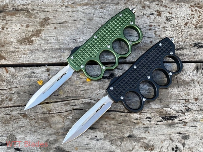 MT 4 Finger Dagger Hand Tank Knuckle OTF Automatic Knife (3.4" Satin)