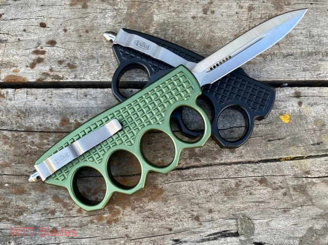 MT 4 Finger Dagger Hand Tank Knuckle OTF Automatic Knife (3.4" Satin) (6)