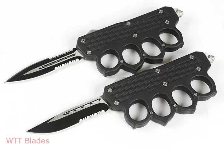 MT 4 Finger Hand Tank Knuckle OTF Automatic Knife (3.6" Serr)