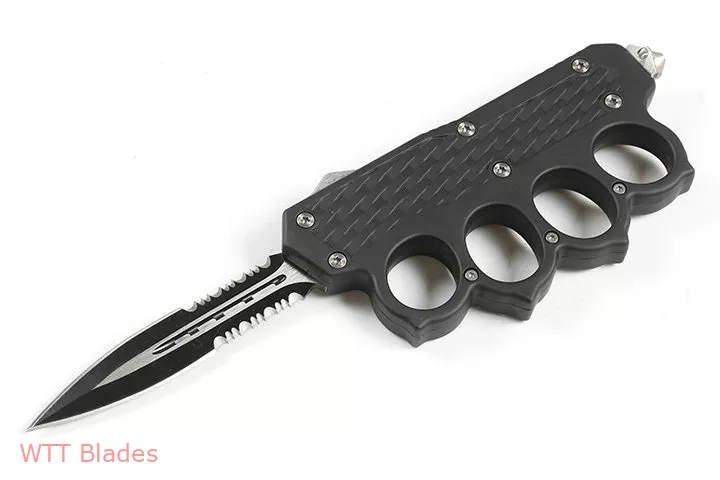 MT 4 Finger Hand Tank Knuckle OTF Automatic Knife (3.6" Serr) (6)