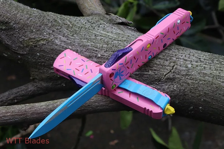 MT Dessert Warrior UTX-85 D/E OTF Automatic Knife Dounut Pink(3.10" Blue) (4) MT Dessert Warrior UTX-85 D/E OTF Automatic Knife Dounut Pink(3.10" Blue) (4)