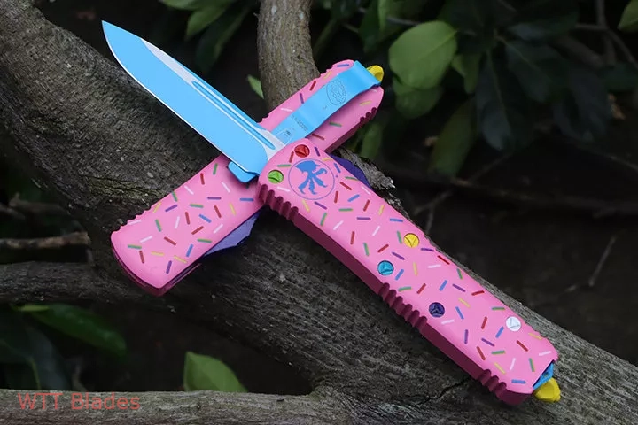 MT Dessert Warrior UTX-85 D/E OTF Automatic Knife Dounut Pink(3.10" Blue) (5) MT Dessert Warrior UTX-85 D/E OTF Automatic Knife Dounut Pink(3.10" Blue) (5)