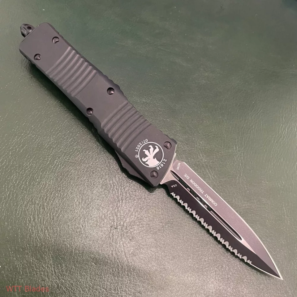 MT Tactical Combat Troodon OTF Dagger Knife (3.8" Black Full Serr) MT Tactical Combat Troodon OTF Dagger Knife (3.8" Black Full Serr)