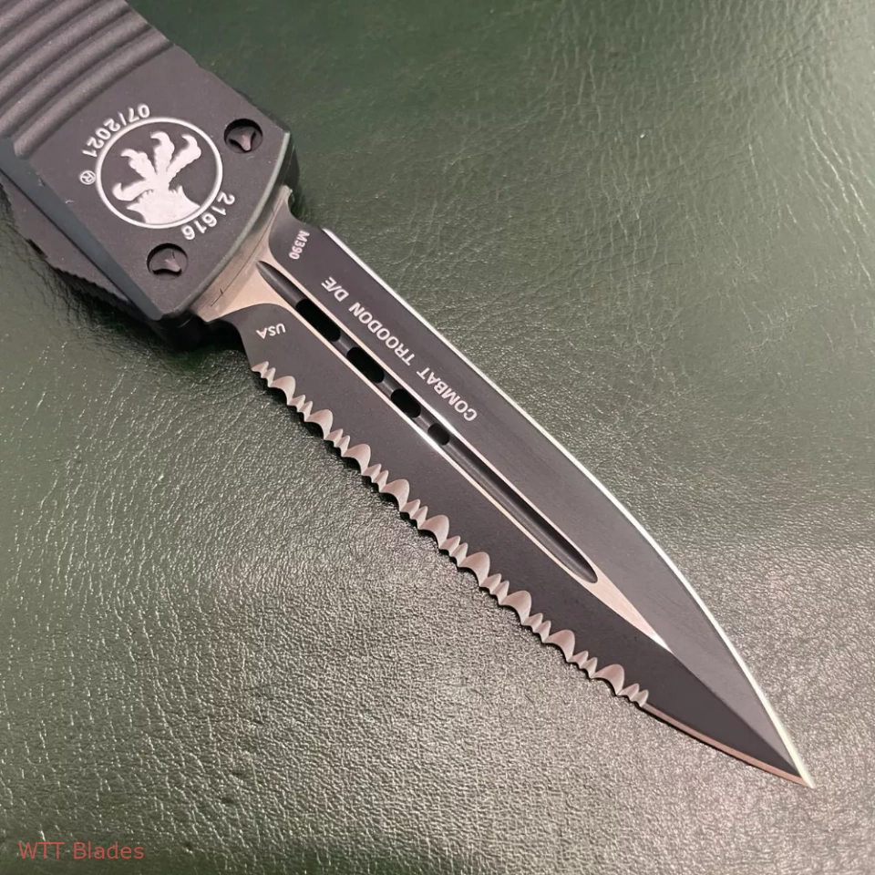MT Tactical Combat Troodon OTF Dagger Knife (3.8" Black Full Serr) (2) MT Tactical Combat Troodon OTF Dagger Knife (3.8" Black Full Serr) (2)