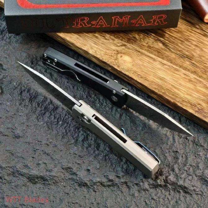 Scapegoat Compact Automatic Folding Knife, 3.15" Stonewashed 154CM Clip Point Blade, Smooth Aluminum Handle, Push Button Auto (5)