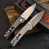Scapegoat Compact Automatic Folding Knife, 3.15" Stonewashed 154CM Clip Point Blade, Textured Aluminum Handle, Push Button Auto (2)
