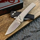 Scapegoat Compact Automatic Folding Knife, 3.15" Stonewashed 154CM Clip Point Blade, Textured Aluminum Handle, Push Button Auto (5)